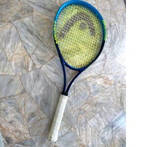 Head Ti Conquest Nano Titanium Tennis Racket Blue Neon Yellow 4 1/4 Grip 27in